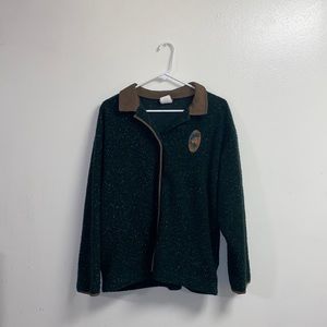 Men’s Forest Green Pinecone Accent Button Up Sweater
